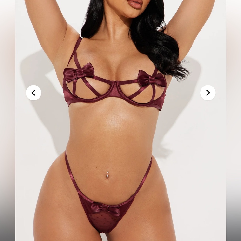 Fashion Nova Deep Wine Bra Set